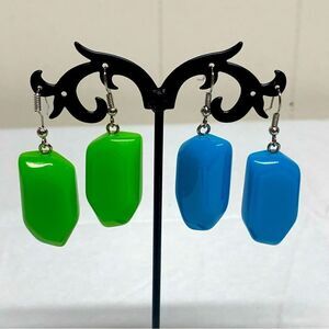 Vintage Acrylic Earrings 2.25” Drop Dangle Set of 2 Gorgeous